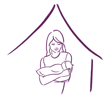 Illustration: Frau mit Baby auf dem Arm